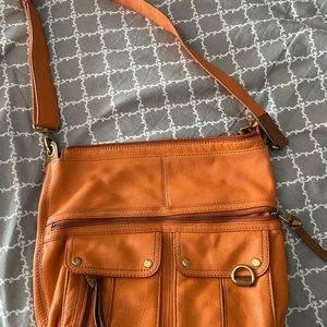 Orange leather Fossil handbag